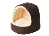 Cream Faux Fur & Suede Cat Igloo